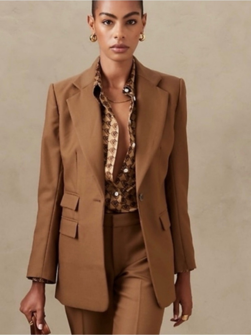 Banana Republic Women's Single-Button Notch Lapel Blazer Cinnamon